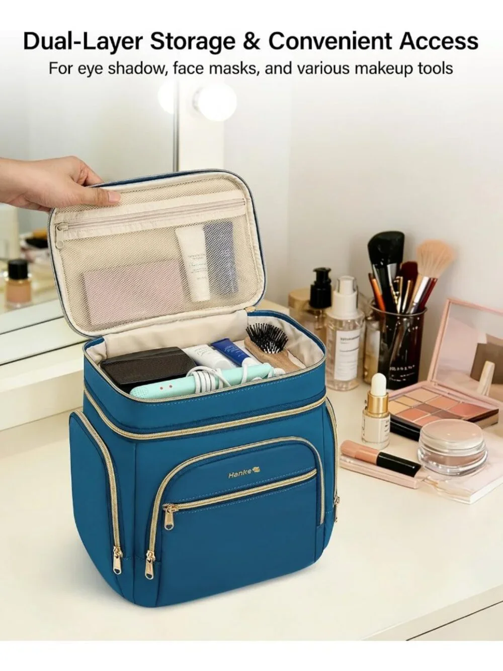 Large Travel Toiletry Bag for Women - Double Layer Organizer, Water-Resistant